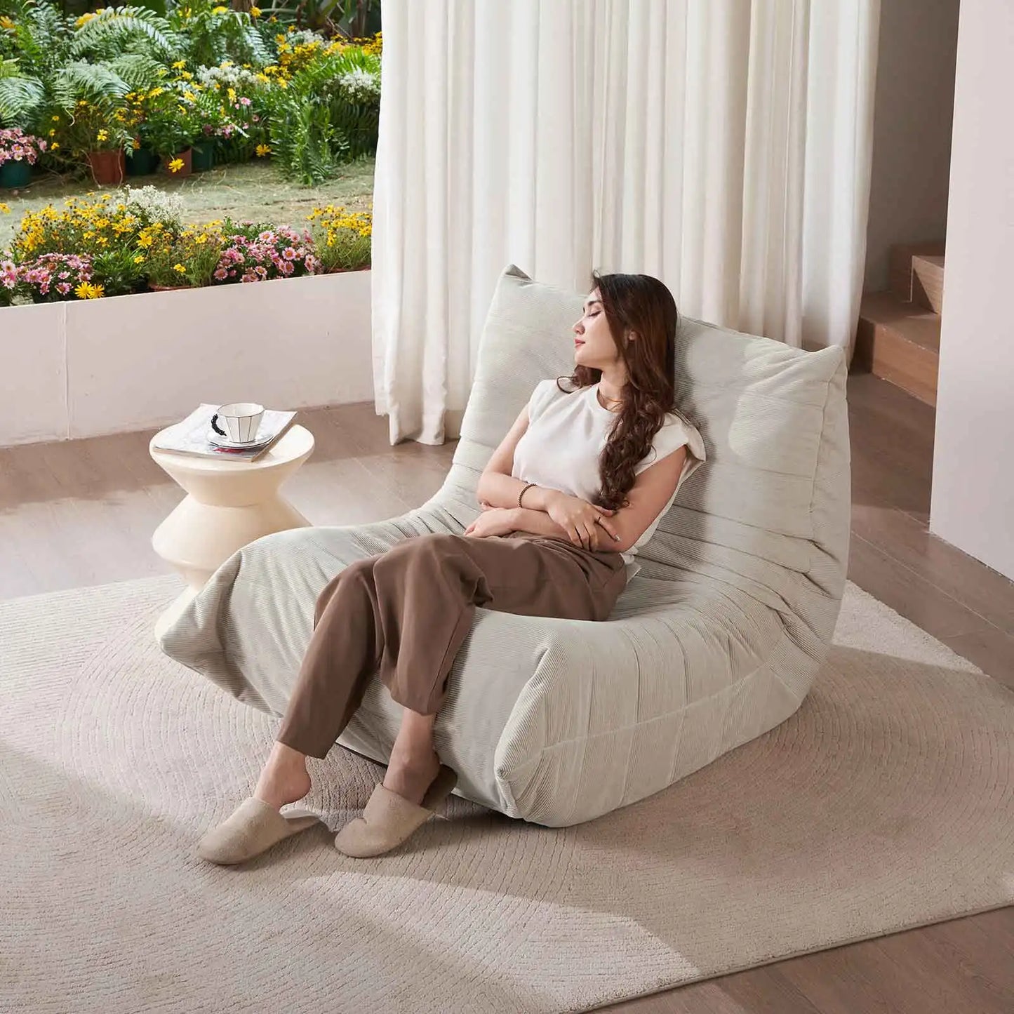 Adult Bean Bag Chair Memory Foam Togo Sofa Lazy Floor Sofa Ergonomically Designed Fireplace Chair for Living Room and Bedroom
