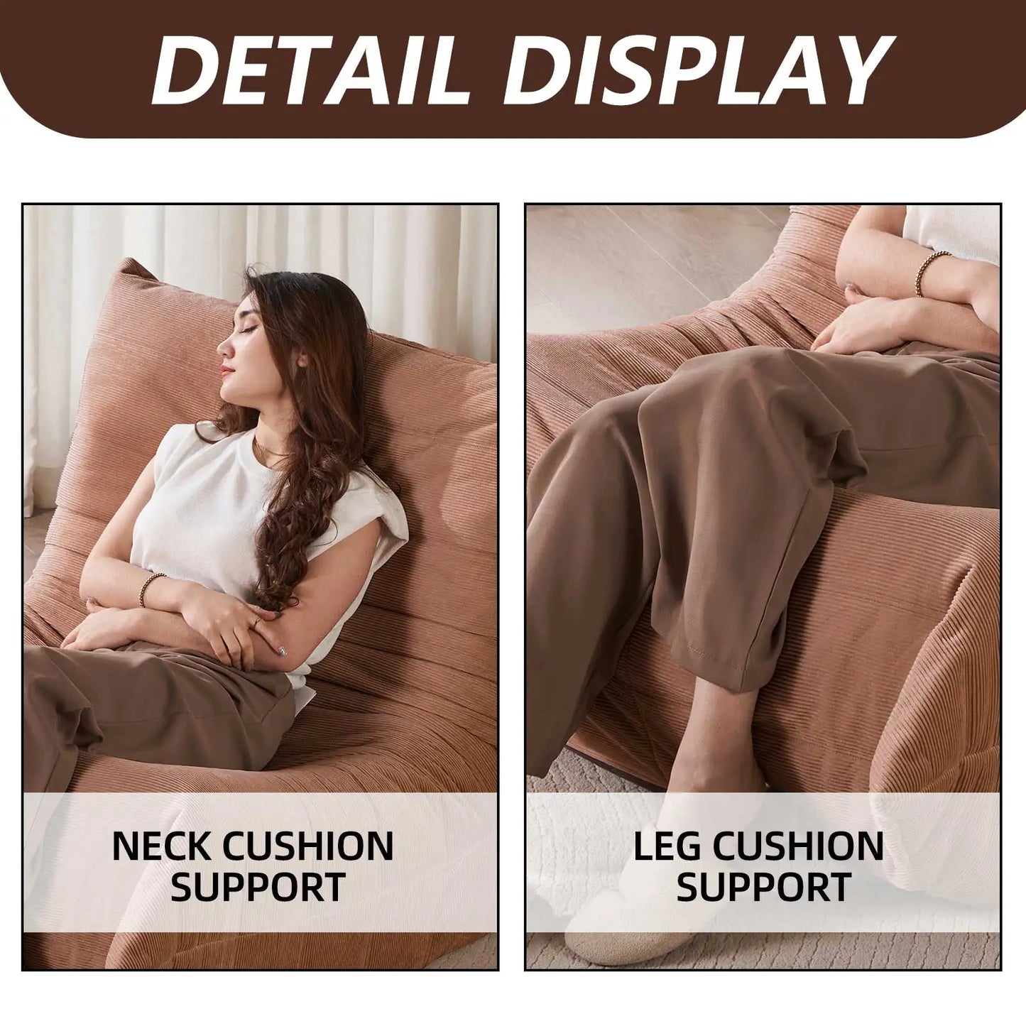 Adult Bean Bag Chair Memory Foam Togo Sofa Lazy Floor Sofa Ergonomically Designed Fireplace Chair for Living Room and Bedroom