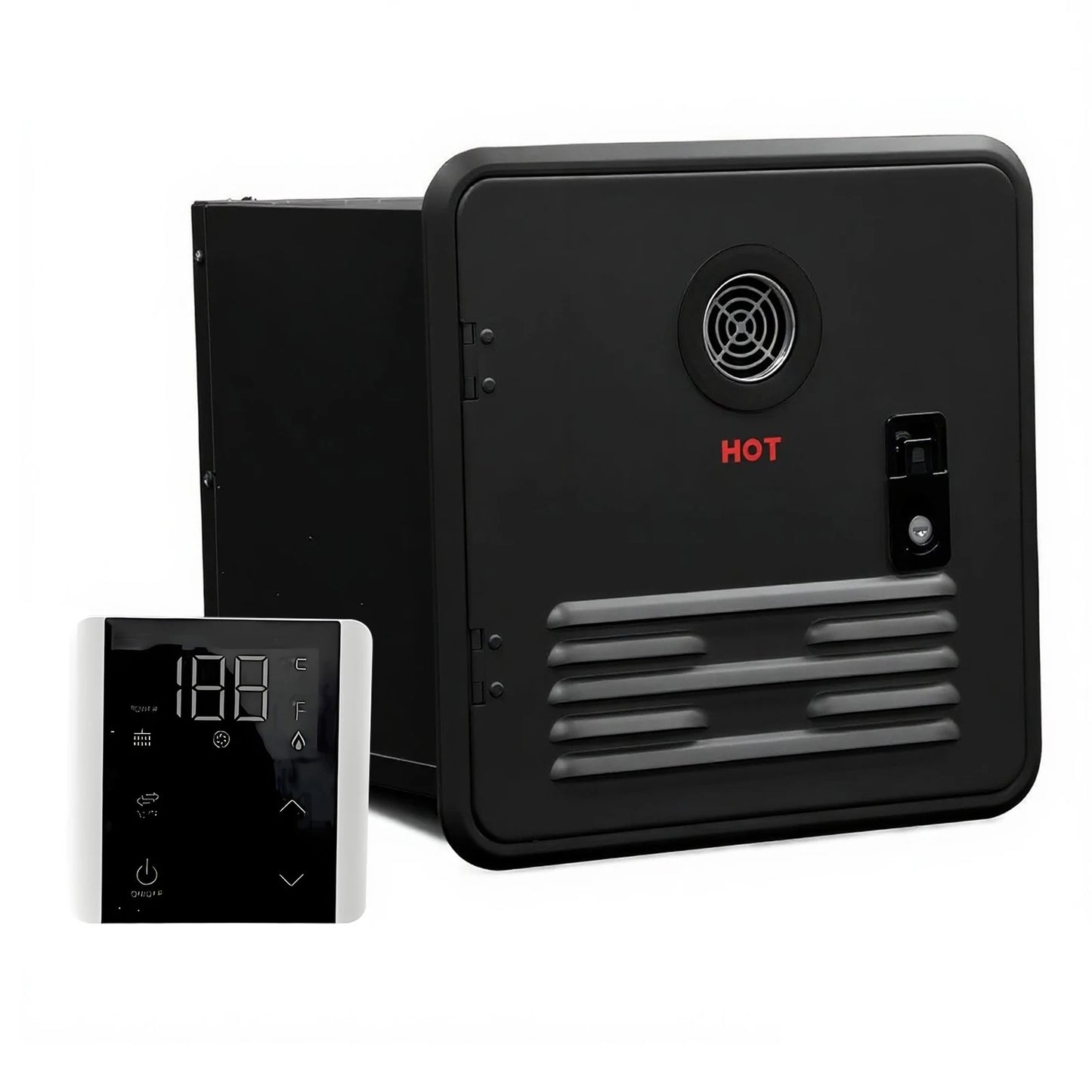 61000 BTU RV Tankless Propane Water Heater, Camping Instant Electric Water Heater with White Door and Multi-Function Controller
