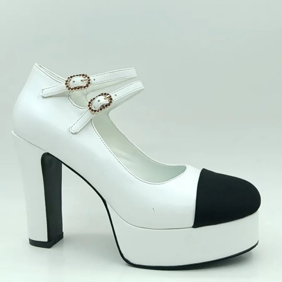 New high-heeled waterproof platform single shoes with color chunky heel women's shoes Mary Jane shoes female