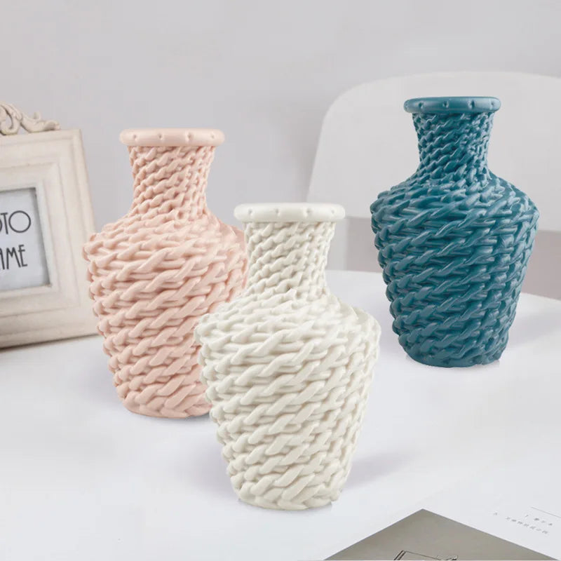 Plastic Flower Vases Home Decor Anti-ceramic Vases Unbreakable Imitation Arrangement European Wedding Modern Decorations Basket