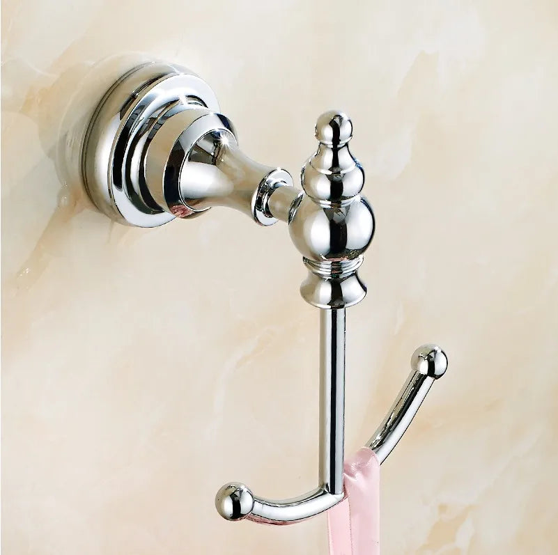 Bathroom Hardware Set Chrome Polished Bath Rack Paper Holder Toothbrush Holder Towel Bar Coat Hook Bathroom Accessories