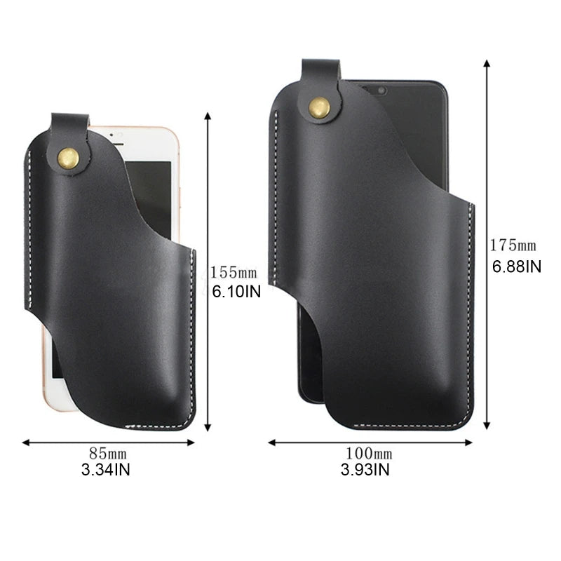 Men Phone Carrier Belt Hip Pouch Hanging Waist Bag Holster Wallet PU Leather Carrying Case Mini Travel Messager Pack