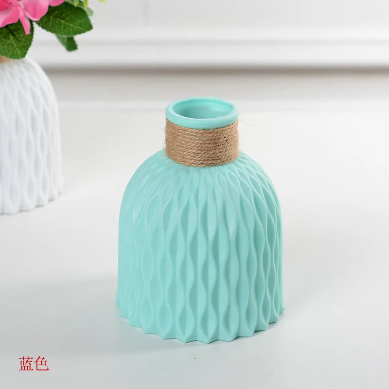 Plastic Flower Vases Home Decor Anti-ceramic Vases Unbreakable Imitation Arrangement European Wedding Modern Decorations Basket