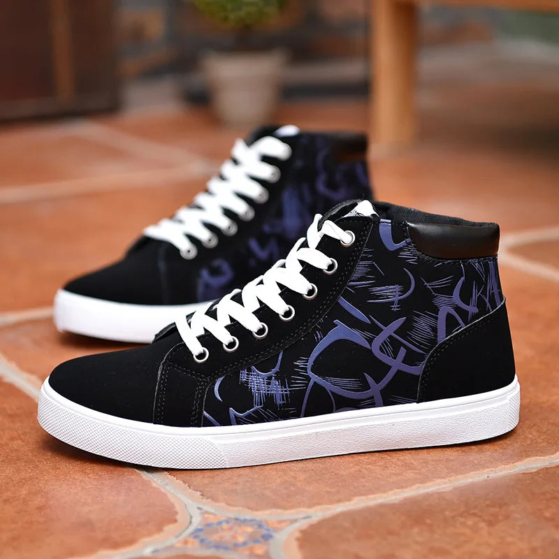 Men Casual Skateboarding Shoes High Top Sneakers Sports Shoes Men Outdoor Breathable Walking Shoes Street Shoes Chaussure Homme