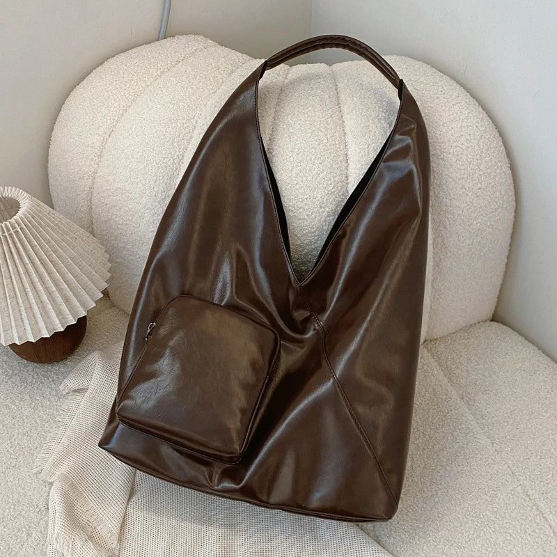 Womens Tote Bag Fashion Shoulder Bags PU Leather with Zipper Pockets Large Hobo Shoulder Bag Shopper Travel Bag Slouchy Hobo Bag