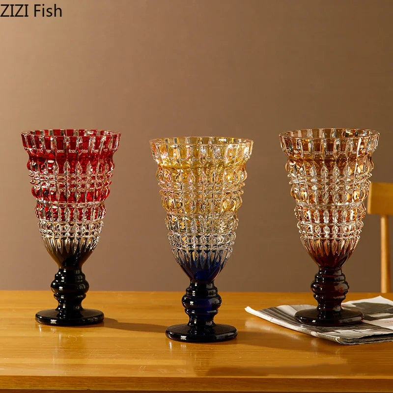 Goblet Shaped Transparent Glass Vase Desk Decoration Flower Arrangement Hydroponics Flower Pot Floral Vases Room Aesthetic Decor