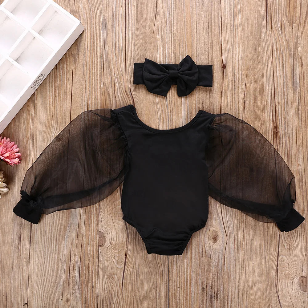 Newborn Baby Girl Clothes Spring Autumn Fashion Long Sleeve Bodysuit Lovely Jumpsuit Headband 2pcs Baby Girl Outfit Set