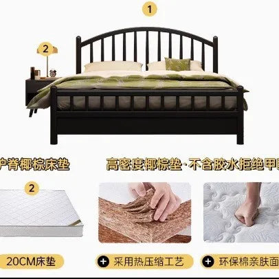 Nordic black retro American modern simple 1.5m storage princess bed solid wood bed 1.35 meters double 1.8 meters