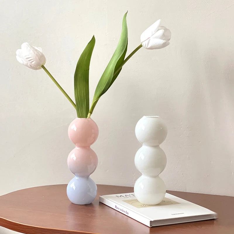 Nordic Glass Bubble Vases Hydroponic Flower Vase Creative Spherical Flower Vases Stained Bubble Glass Vase Home Office Decor