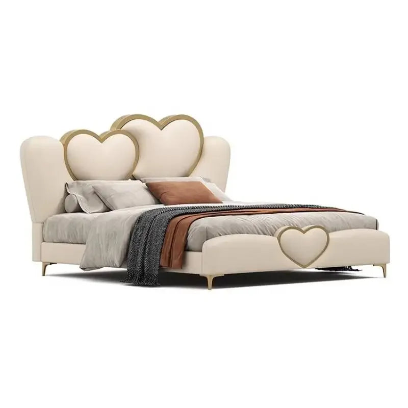 European Headboard Simple Double Bed Wooden Study Nordic Queen Frame Double Bed Luxury Modern Trendy Beliche Home Furniture