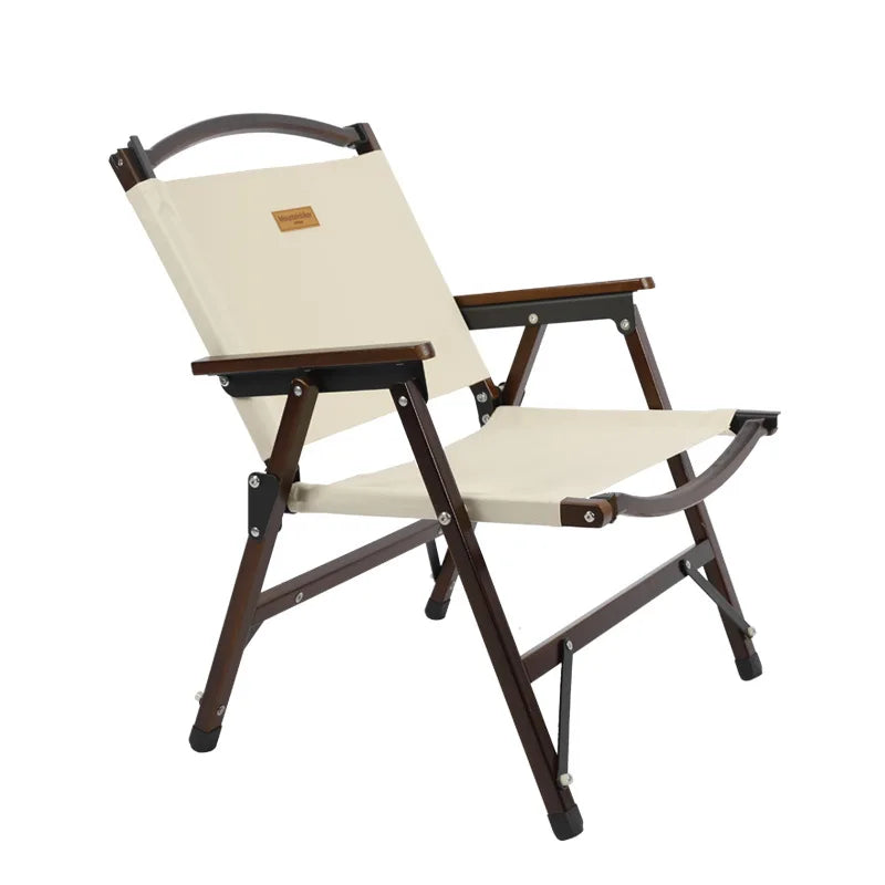 Mountainhiker Outdoor Chair Camping Folding Portable Backrest Chair Camping Leisure Faux Wood Armrest Fishing Garden Chair