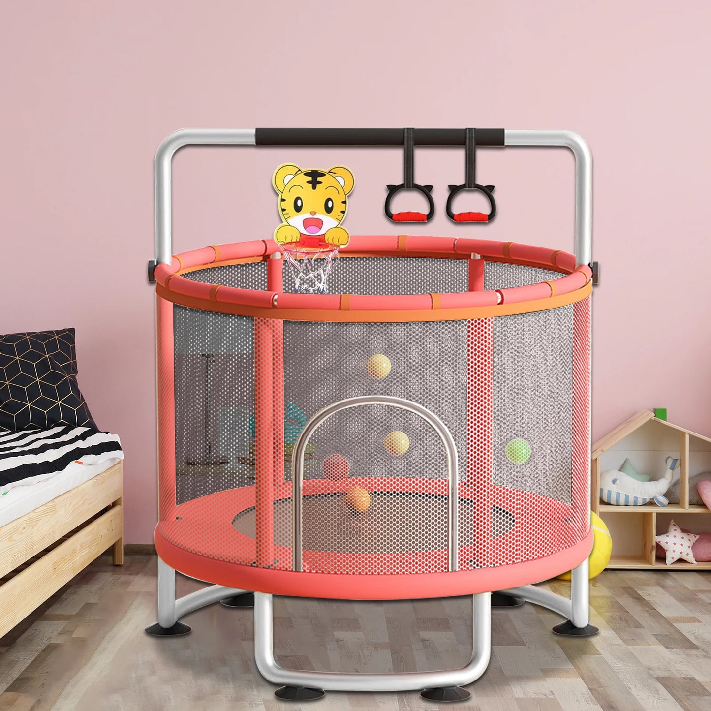 Trampoline Indoor With Protective Net For Adults Kids Jumping Bed Outdoor Exercise Fitness Equipment Flexible Children Trampolin
