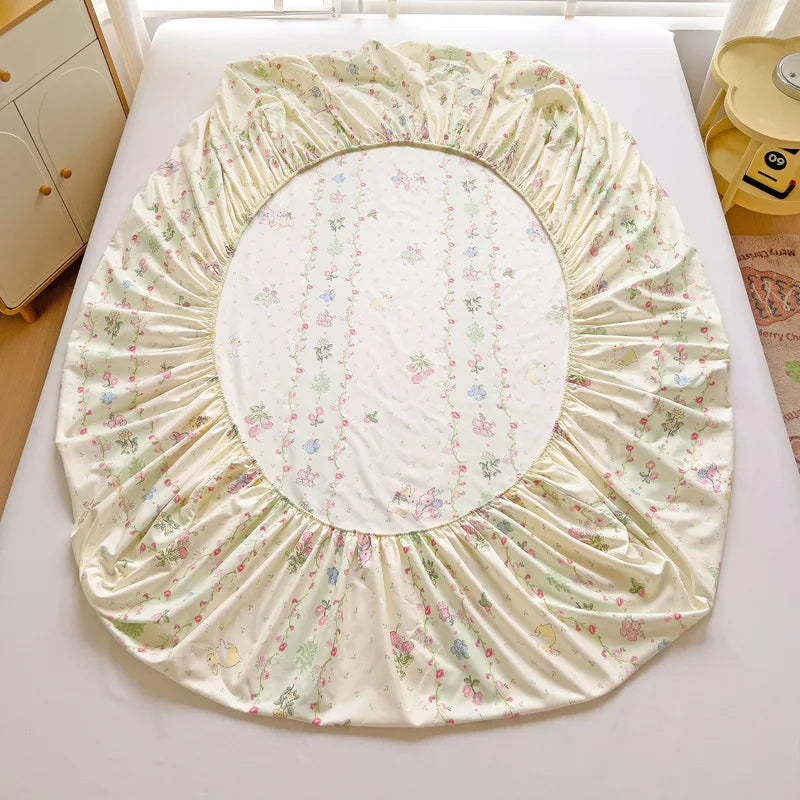 Ins Bed Sheets Floral Fitted Sheet Non Slip 침대패드 Bedspread With Elastic Band Mattress Cover (no Pillowcase) Double Bed Sheets