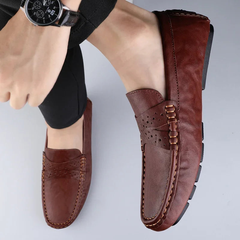 Genuine Leather Mens Slip on Shoes New Arrival Mens Loafers Handmade Male Comfortable Driving Footwear High Quality Men's Shoes