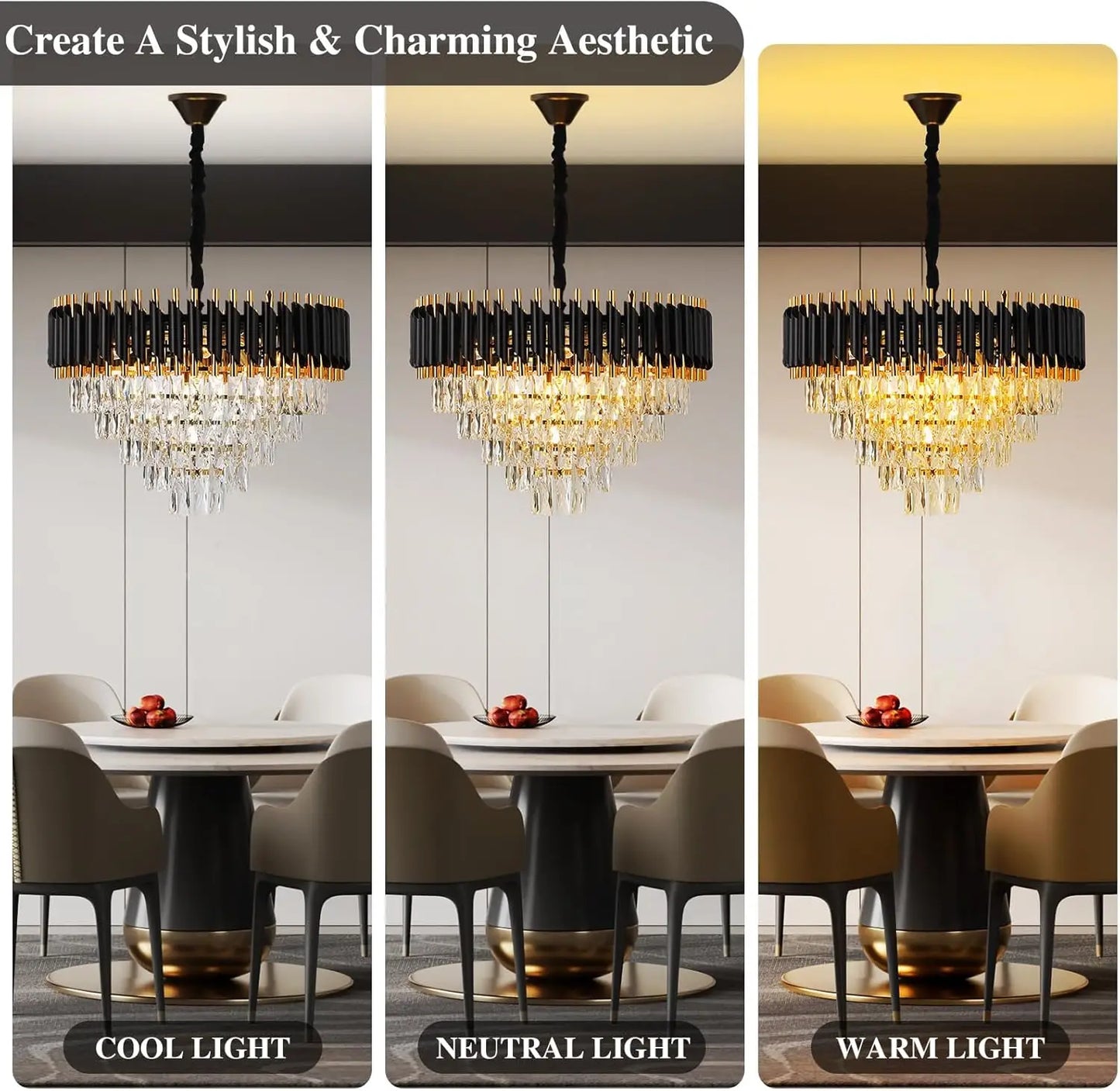 Luxury Pendant Lights Crystal Aluminum Chandelier E12 Lamp Holder Indoor Lighting for Home Dining Room Kitchen Coffee Shop Decor
