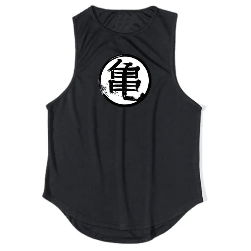 Japanese anime turtle pattern men's fitness clothes fitness vests quick-drying fitness T-shirts muscle sleeveless T-shirts