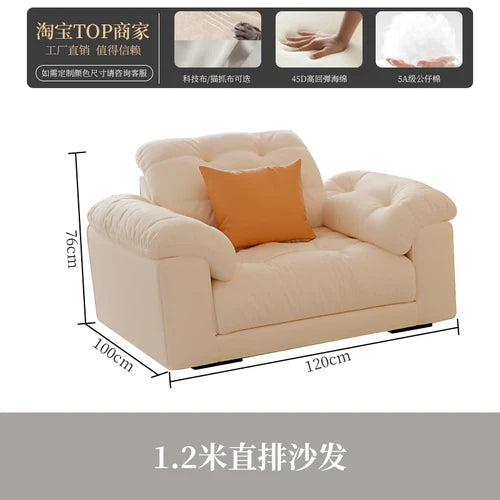 Cream Style Living Room Simple Modern Small Apartment Straight Row Cloud Sofa
