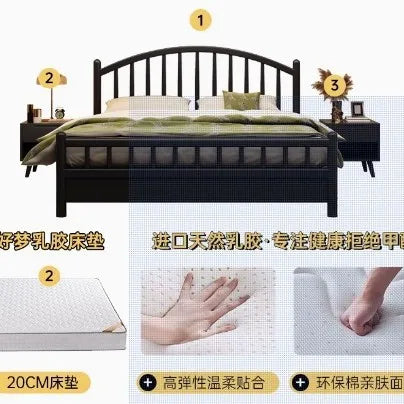Nordic black retro American modern simple 1.5m storage princess bed solid wood bed 1.35 meters double 1.8 meters