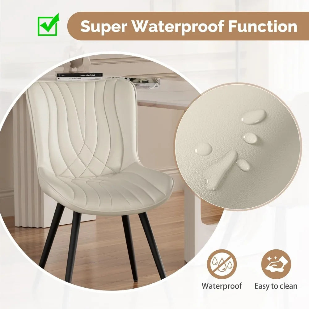 Dining Chair Set of 2 PU Leather Dining Room Chairs Upholstered Comfy Dining Chairs Modern Kitchen Armless Side Chair with Sturd