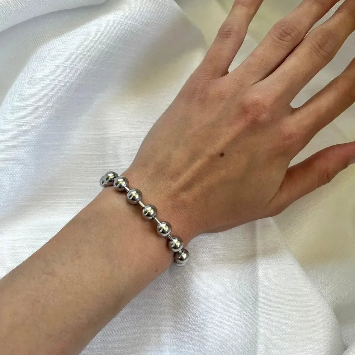 6mm 8mm 10mm Stainless Steel Bracelet For Men Women Beads Bracelet Grunge Chunky Ball Chain Bracelet Y2K Punk Style Jewelry