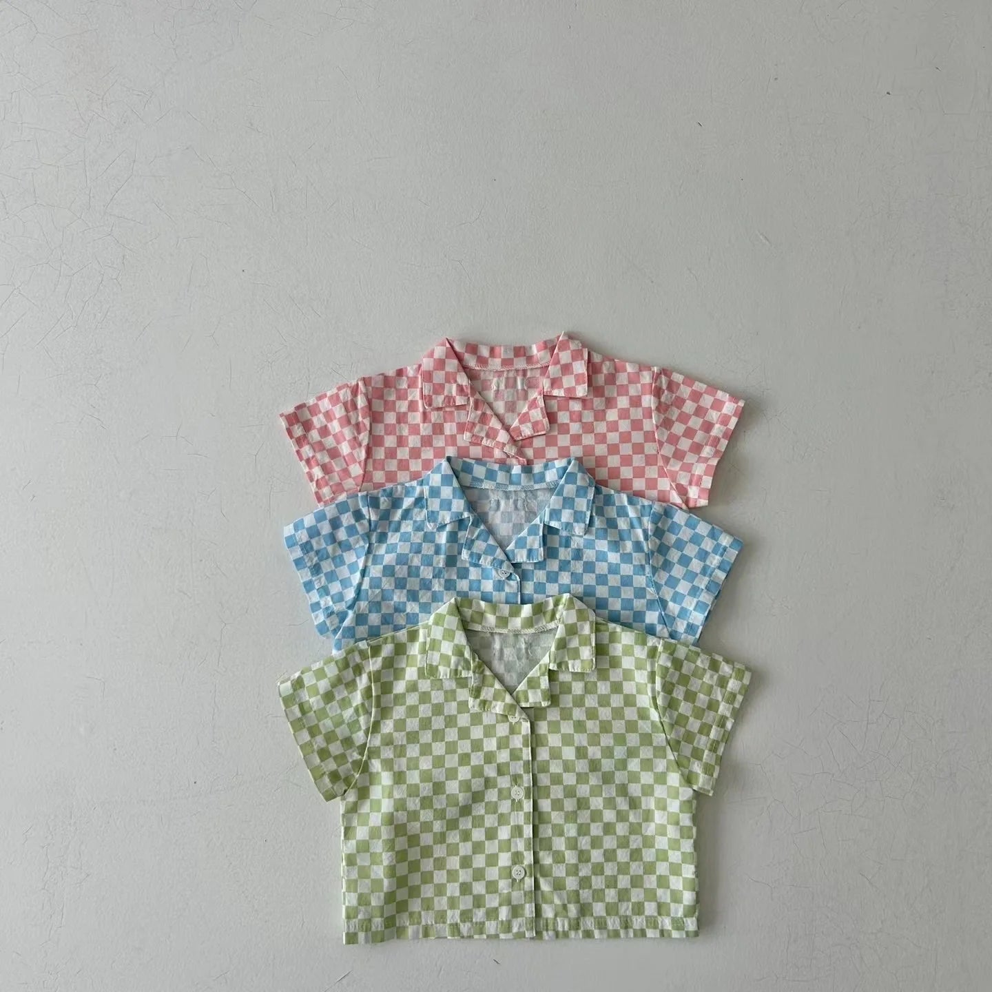 2024 Infant Baby Boy 2 Piece Clothes Look Set Single Breasted Muslin Homewear Polo Shirt Suit Loose Plaid Shorts Kid Boy Outfit