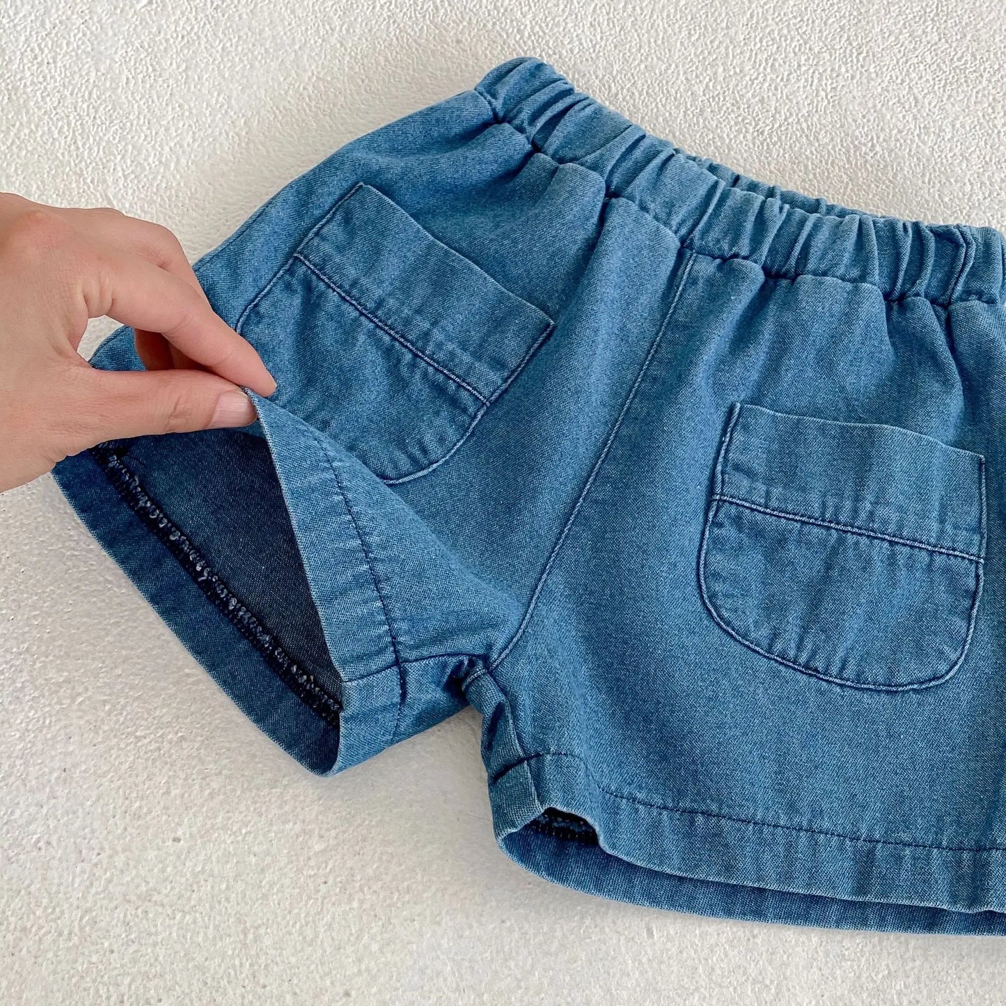 New baby clothes in summer, 0-3 years old baby girl and boy, sleeve pocket top + boxer shorts two-piece set