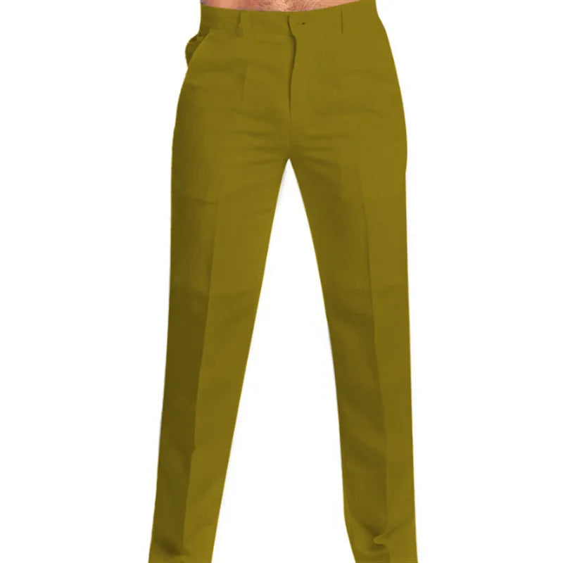 Men's Clothing Linen Slant Pocket Straight Solid Color Comfortable Breathable Daily Casual Pants