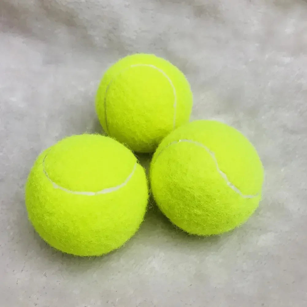 3PCS High Elasticity Tennis Professional Tennis Training Game Ball Outdoor Dogs Bite Chase and Chomp 63mm Tennis Ball Racquet