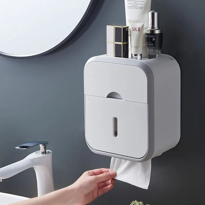 Bathroom shower rack storage rack tissue box wall mounted waterproof toilet paper storage box