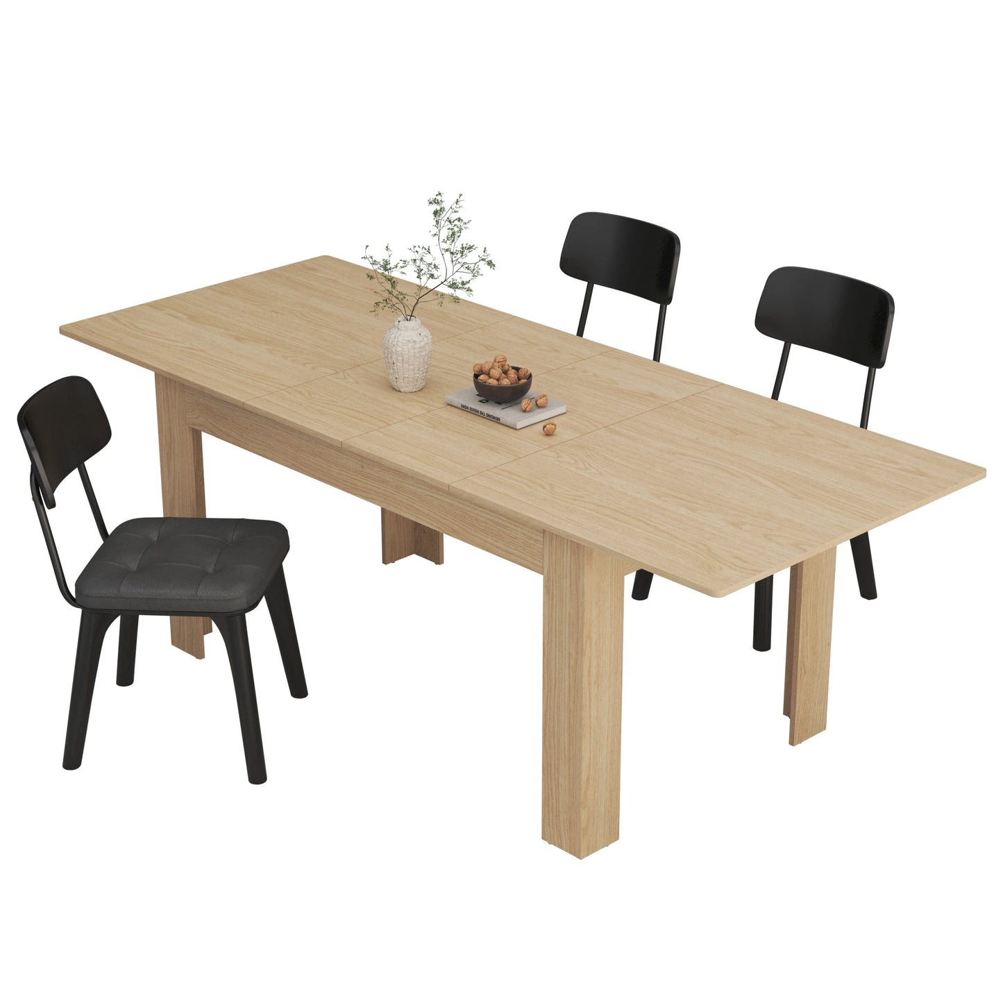 Extendable Dining Table for 6-10 Person, Wooden Dining Room Table, Modern Extendable Table for Gatherings, Meeting for Kitchens
