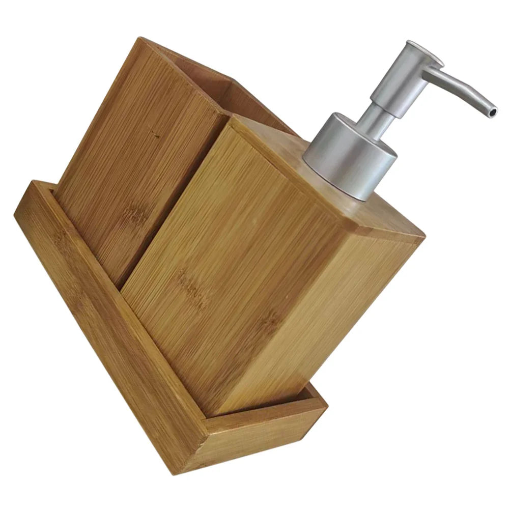Bamboo Bathing Accessories Set Toothbrush Cup Hand Soap Dispenser Shampoo Container Storage Lotion Bottle Bathroom Necessities