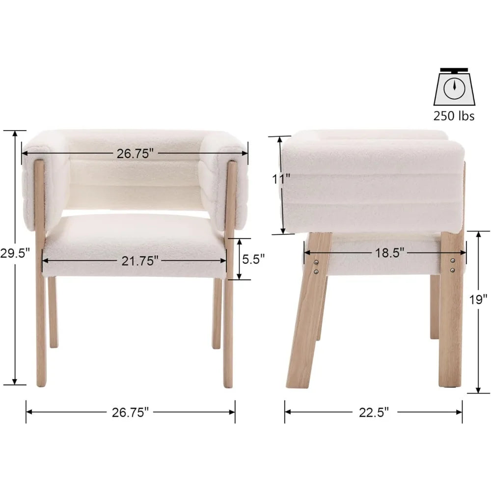 Mid Century Barrel Upholstered Dining Chairs Set of 4, Sherpa Fabric Kitchen Dining Chairs Modern Accent Side Armchairs with Wo