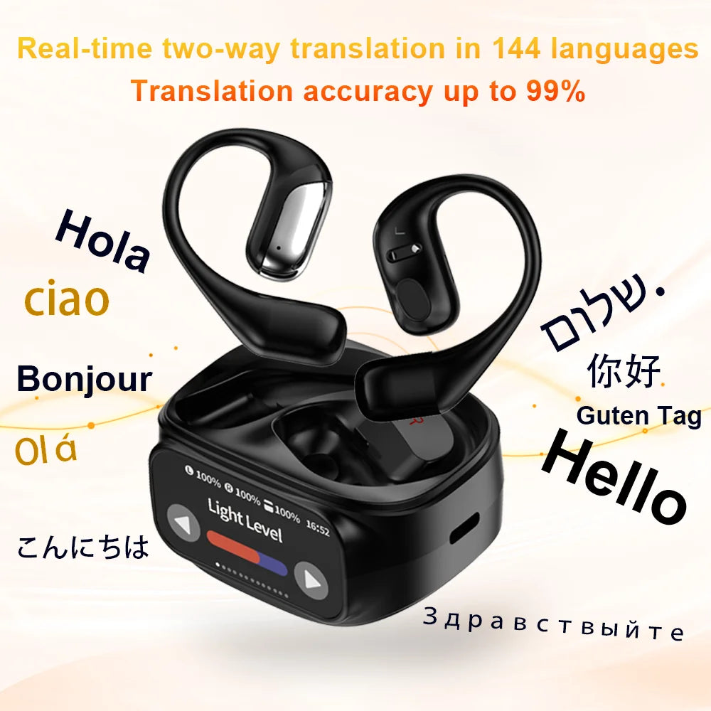 Smart Touch Screen Bluetooth 5.4 Earphones Sports OWS Wireless Translation Headphones Business Earbuds IPX6 Waterproof Headset