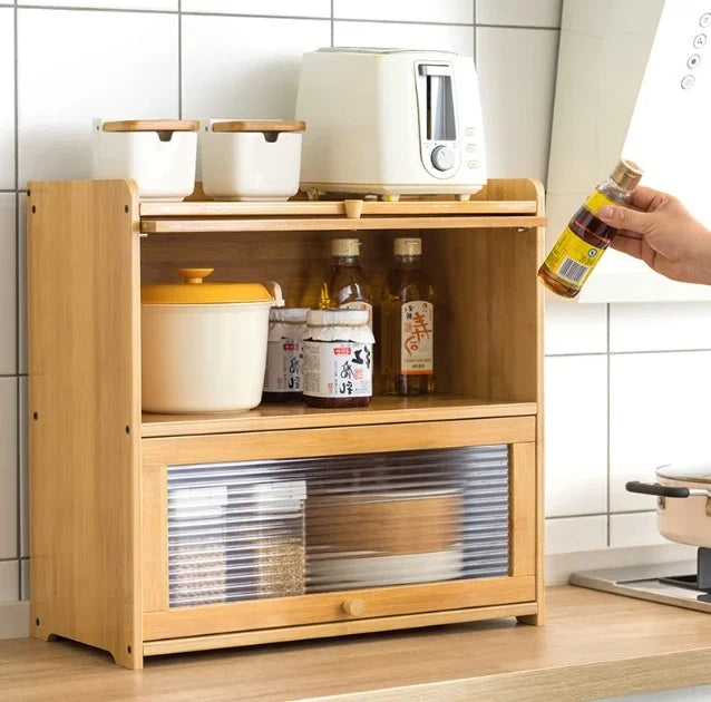 Kitchen Shelf Spice Dish Storage Rack Microwave Countertop Multi-Layer Storage Cabinet Supplies
