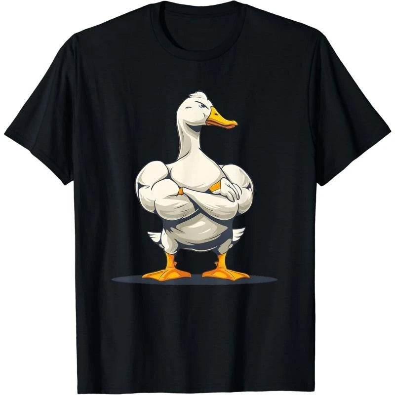 Fitness Duck Graphic Print Cotton T-shirt Unisex Men Women Summer Short Sleeve Fashion Brand Tee Luxury Casual Streetwear Tops