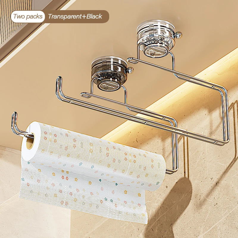 Bathroom Storage Rack With Strong Suction Cup No Punching Wall Mounted Bathroom Kitchen Tissue Holder For Multi Scene Storage