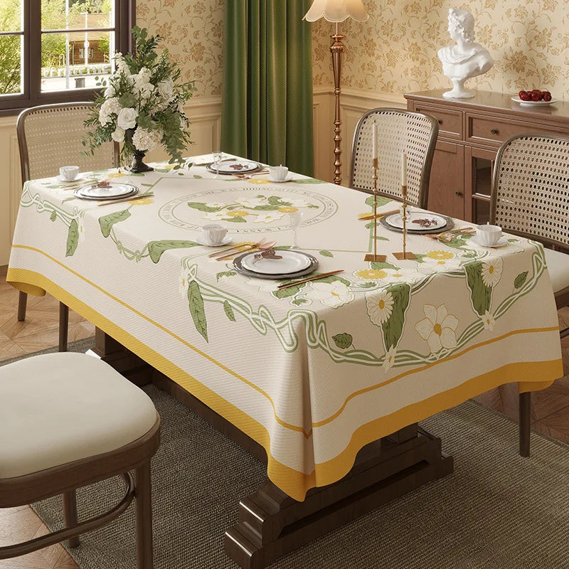Table Cloth Waterproof Light Luxury Dining Table Tablecloth Rectangular Household Tea Table Cloth American Style Countryside