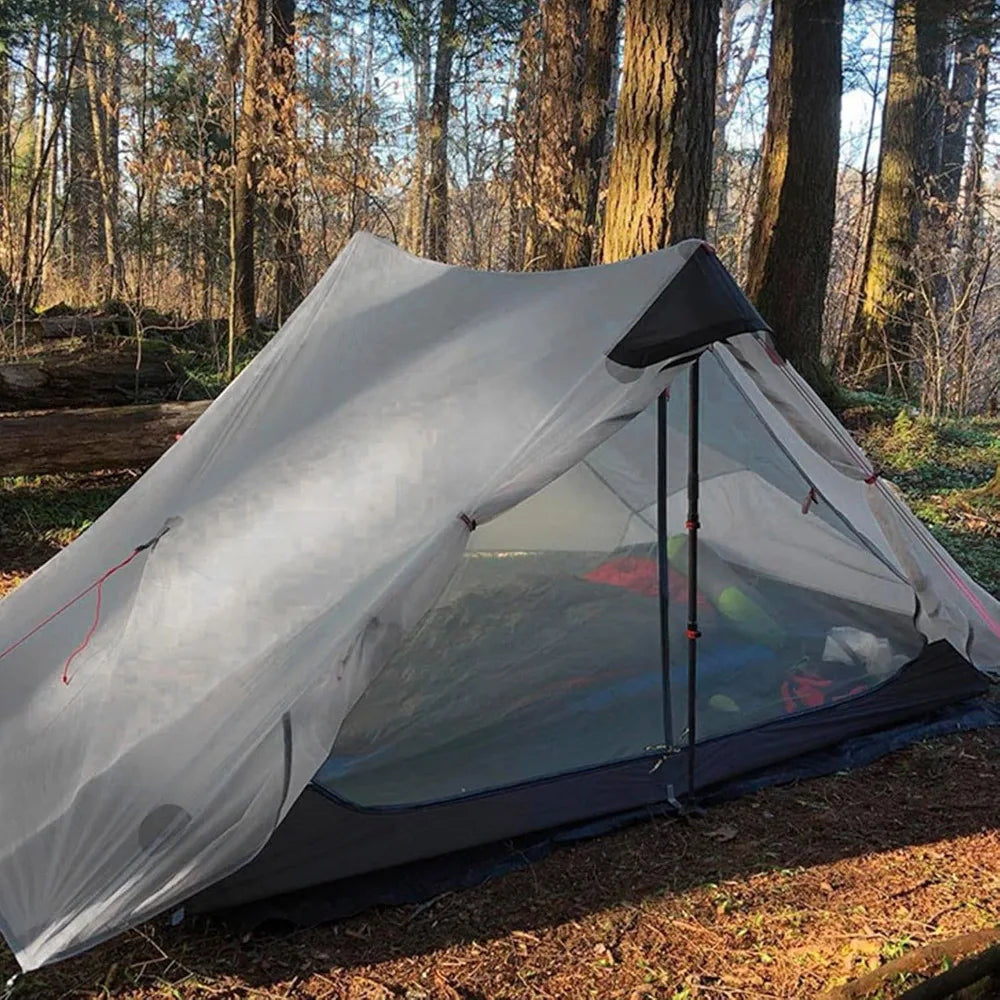3FULGEAR Lanshan 2 Tent 2 Person Ultralight Camping Tent, 3/4 Season Professional 15D Silnylon Rodless Tent for Camping, Climbin