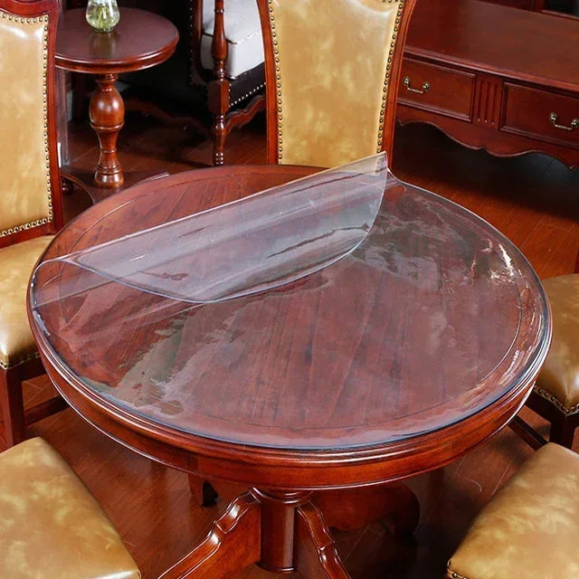 160cm PVC Round Table Carpet Transparent Waterproof Tablecloth Kitchen Pattern Table Cover Glass Soft Cloth Dining Table Mat
