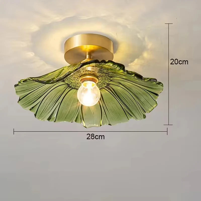 Home decoration lighting, retro pendant lamp, floral glass hanging lamp, living room bedroom bedside lamp, indoor decoration