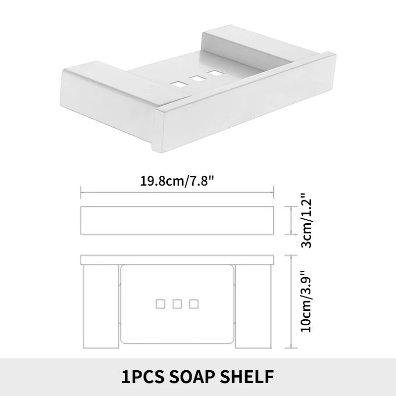 White Bathroom Accessories Towel Rack Shelf Toilet Brush Roll Paper Holder Toothbrush Holder Soap Dish Coat Holder Bath Hardware