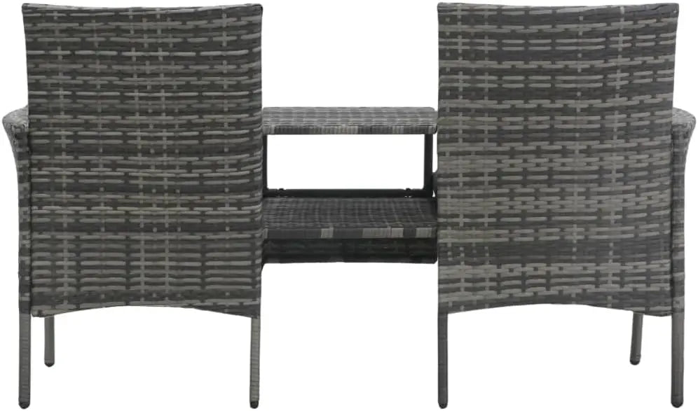 Modern 2Seater Patio Sofa with Tea Table WeatherResistant Lightweight Poly Rattan Outdoor Furniture Set Anthracite