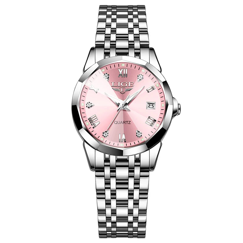 Relogio feminino LIGE Business Women's Watches Top Brand Luxury Waterproof Sport Quartz Watch For Women Simple Date Watch Ladies
