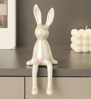Rabbit decorations sculptures ornaments creativeartfashion ceramic materials electroplating technology bedroom living room foyer