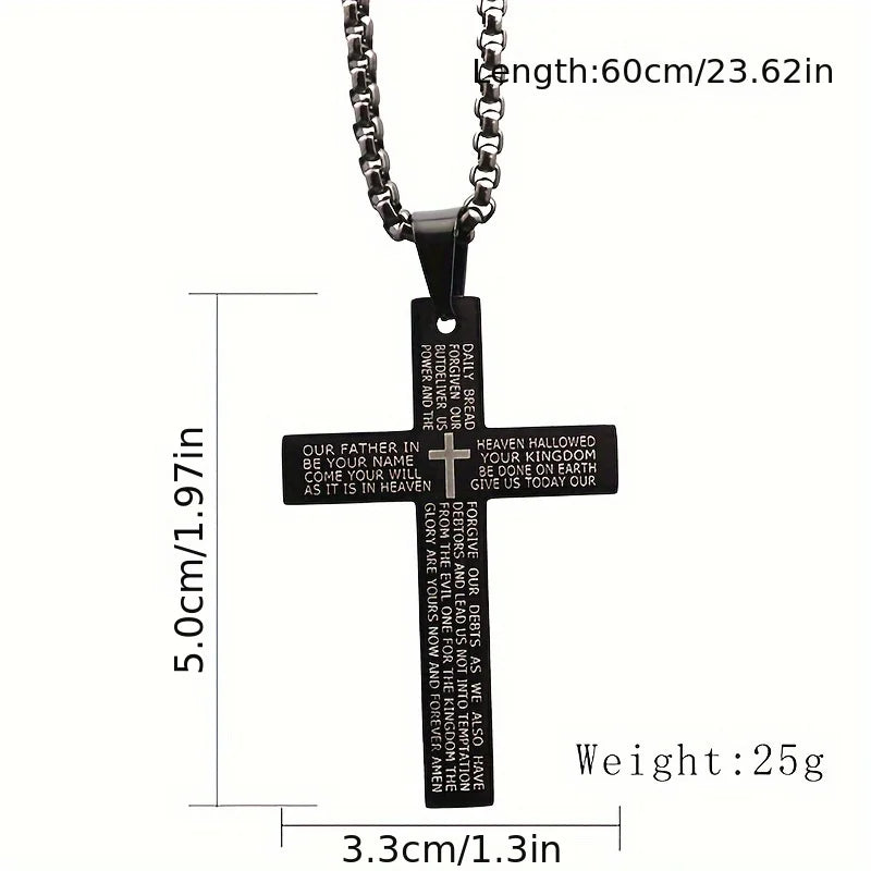 1pc Titanium Alloy Carved Cross Pendant – Unisex Multi-Color Necklace (Ideal Gift for Loved Ones)