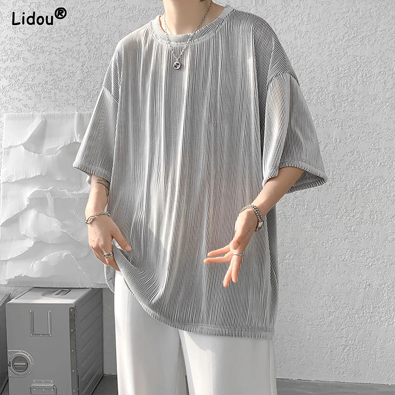 2023 Men's Clothing New Comfortable Simplicity Straight Man Solid Color Handsome Summer Short Sleeve Fashion Casual T-Shirts