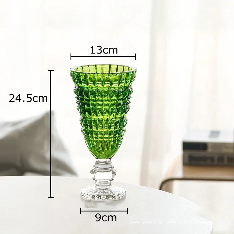 Goblet Shaped Transparent Glass Vase Desk Decoration Flower Arrangement Hydroponics Flower Pot Floral Vases Room Aesthetic Decor