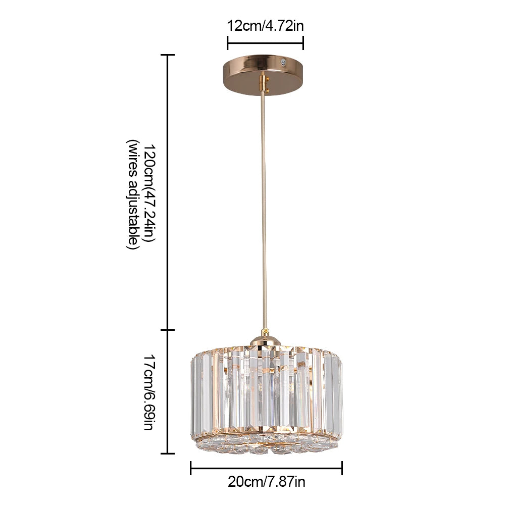 Gold/Black Crystal Pendant Light Mini Modern Luxury Ceiling Pendant Light Fixtures Adjustable Hanging Lamp Dining Room Bathroom