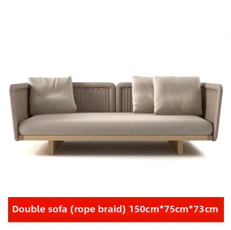 Patio Furniture Sets Aluminum Wooden Sofa Set All Weather L Shaped Corner Sofa Outdoor Wicker Balcony Furniture Couch Sofa Set